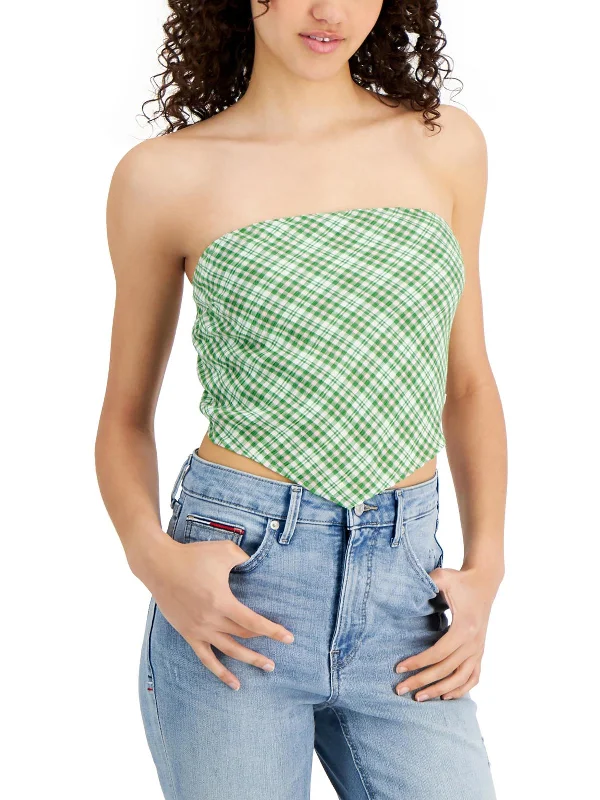 Womens Smocked Bandeau Cropped Casual Clothing For Women