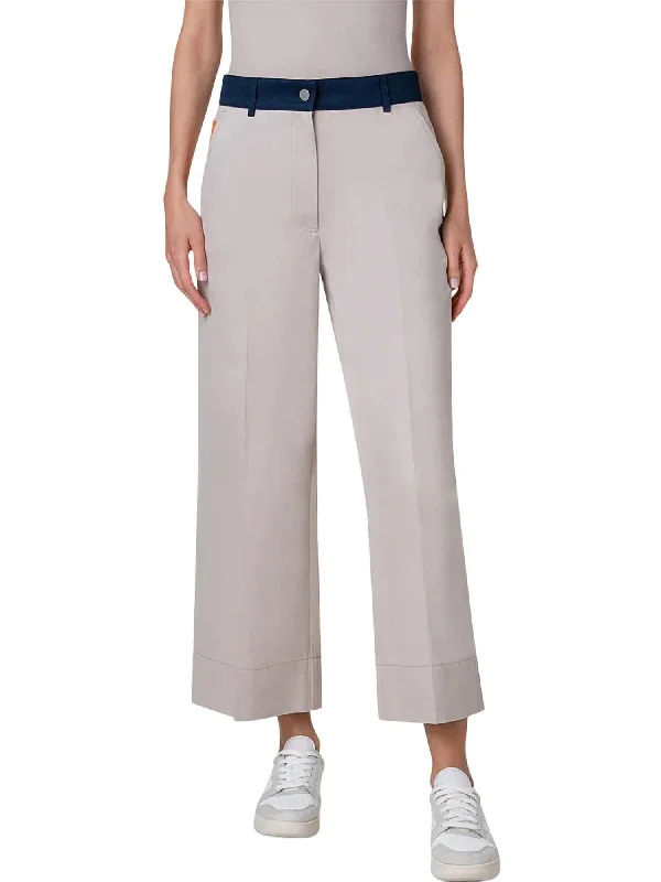 Wide Leg Crop Pants In Beige/navy/orange Discount Price