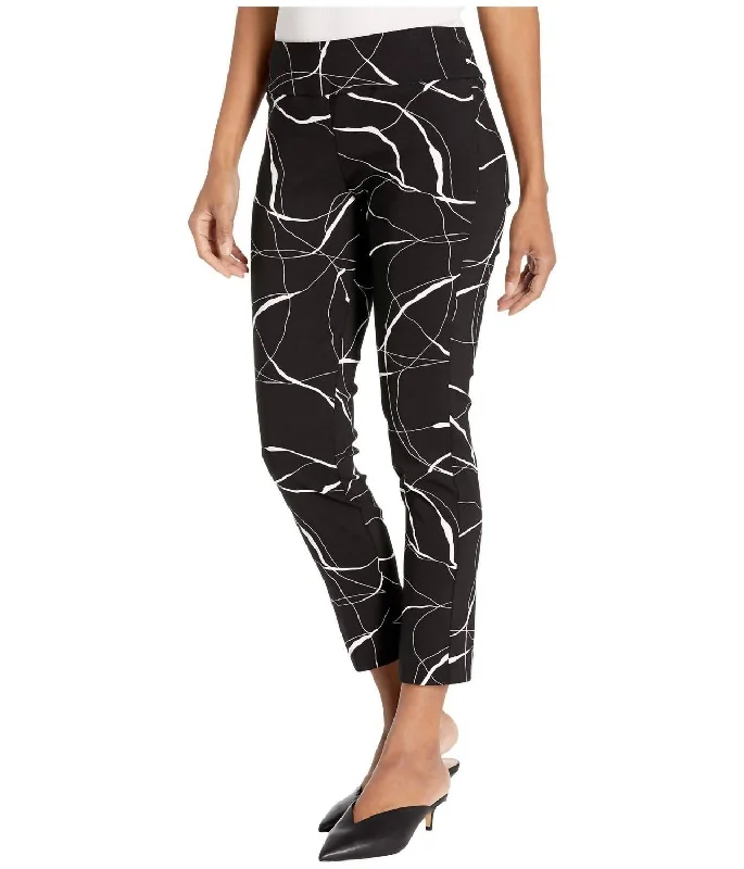 Brush Strokes Pull On Pant In Black/white Women's Trendy Outfits