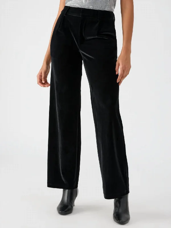 Faye Semi High Rise Velvet Trouser Pant In Black Women's Functional Apparel For Outdoor Activities