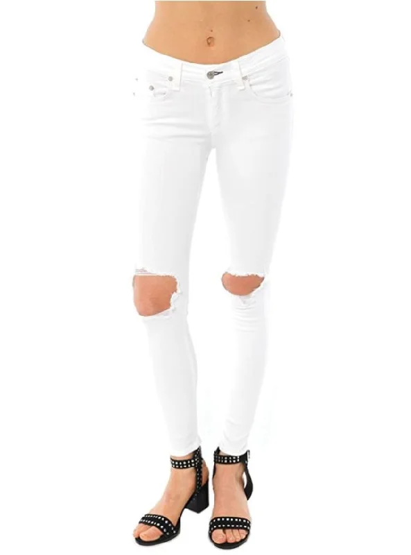 rag & bone Bright White Capri Jeans With Holes Women's Comfortable Clothes For Weekends