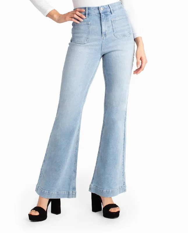 Sutton Place High Rise Flare Jean In Light Blue Women's Tops And Clothing