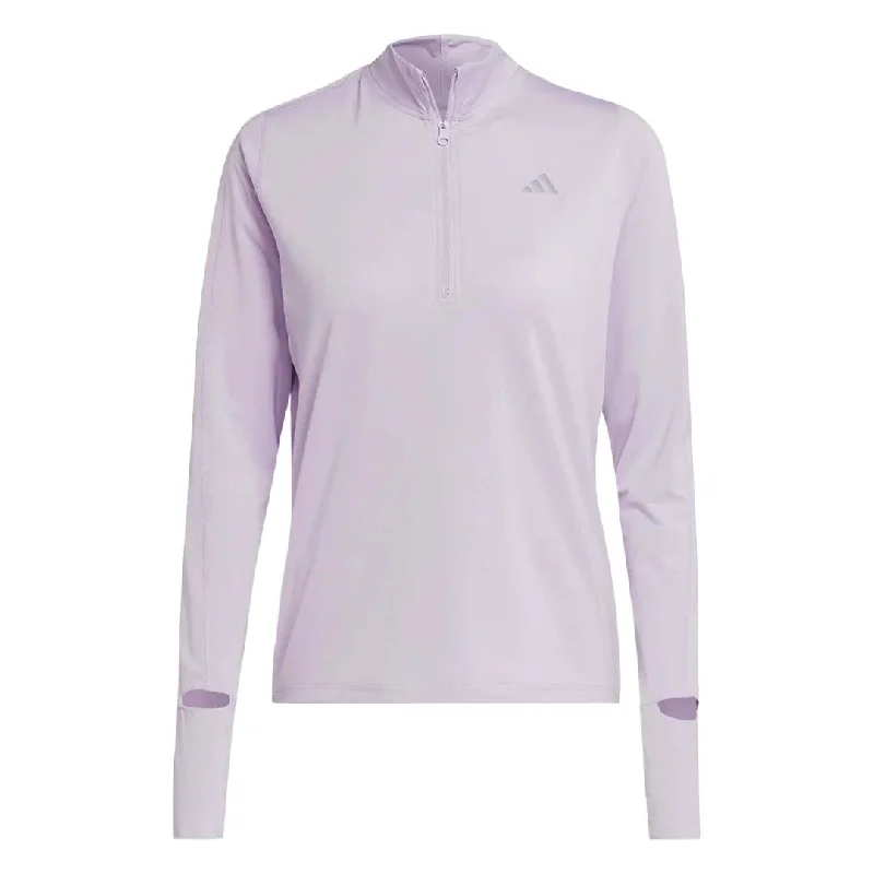 adidas - Women's Fast Running 1/2 Zip Long Sleeve Top (HR5704) Stylish Women's Attire