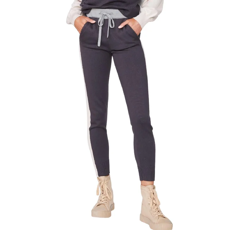 Knit Colorblock Jogger In Faded Black/bone/Grey High-Fashion Women's Clothing