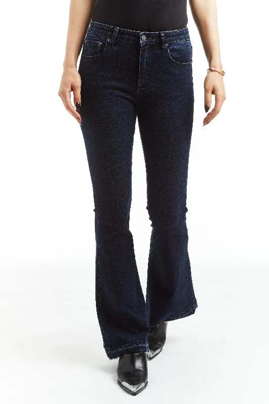 High Rise Sexy Flare With Released Hem In Dark Indigo Women's Athletic Garments