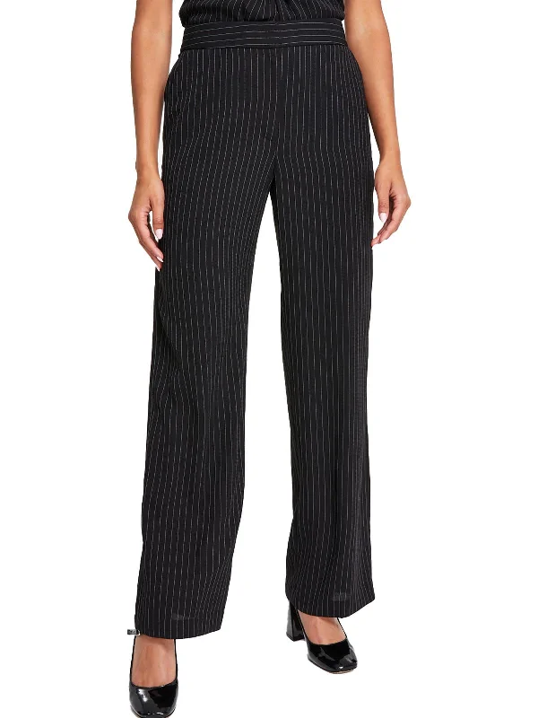 Womens Pinstripe Knit Wide Leg Pants Women's Comfortable Clothes For Weekends