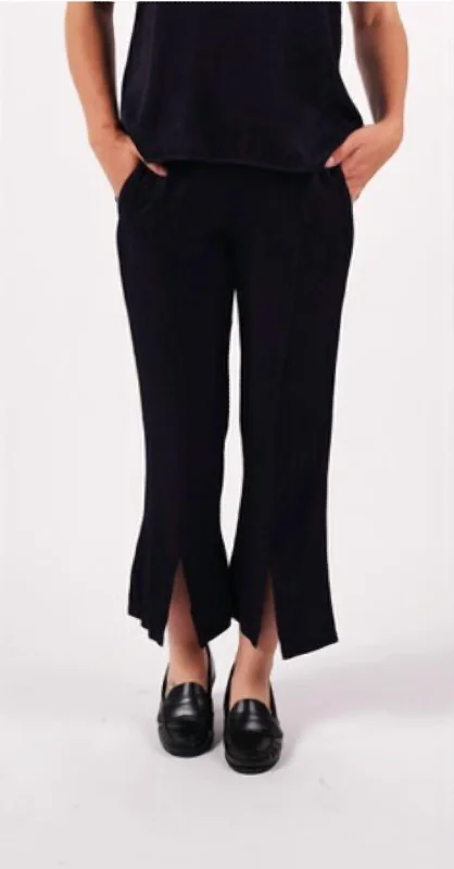 Satin Jacquard Front Slit Trouser In Black Flash Sales This Week