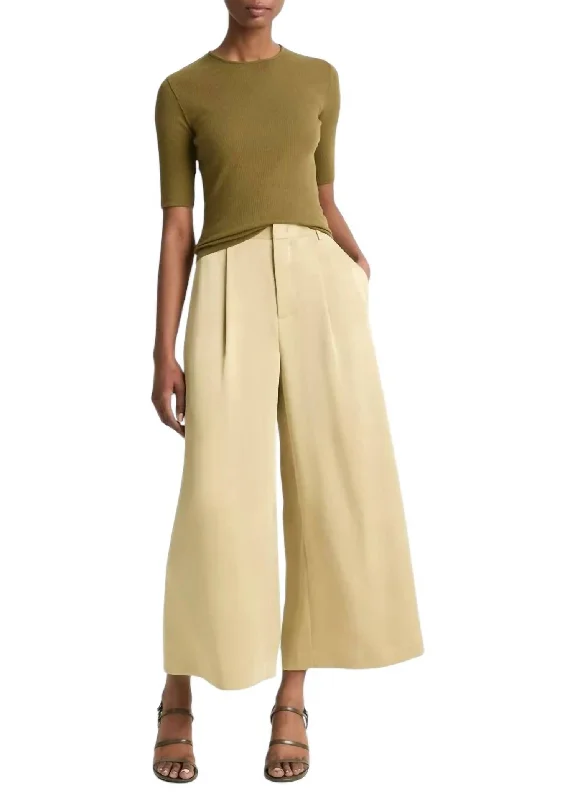 Mid-Rise Satin Culotte Pants In Pale Cliff Women's Clothing Sets