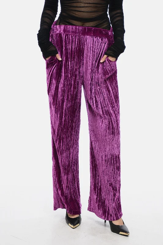 Sleep no More Curly Velvet Wide-Leg Pants Glamorous Evening Wear