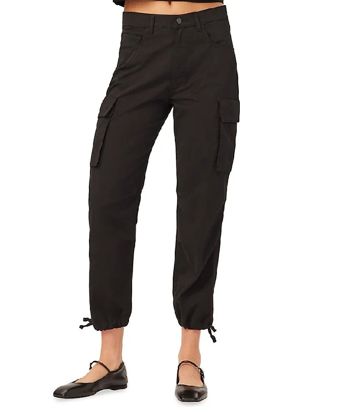 DL1961 Women Gwen Jogger: Cargo Side Pockets Black (Twill) Pants Women's Clothing