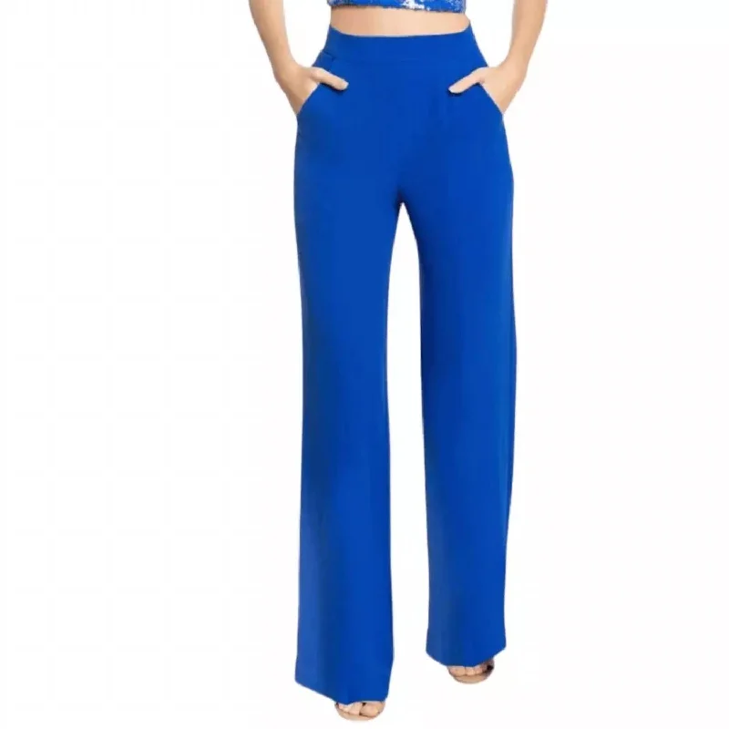 Ashton Wide Leg Split Hem Pants In Blue Sale Clothes Online