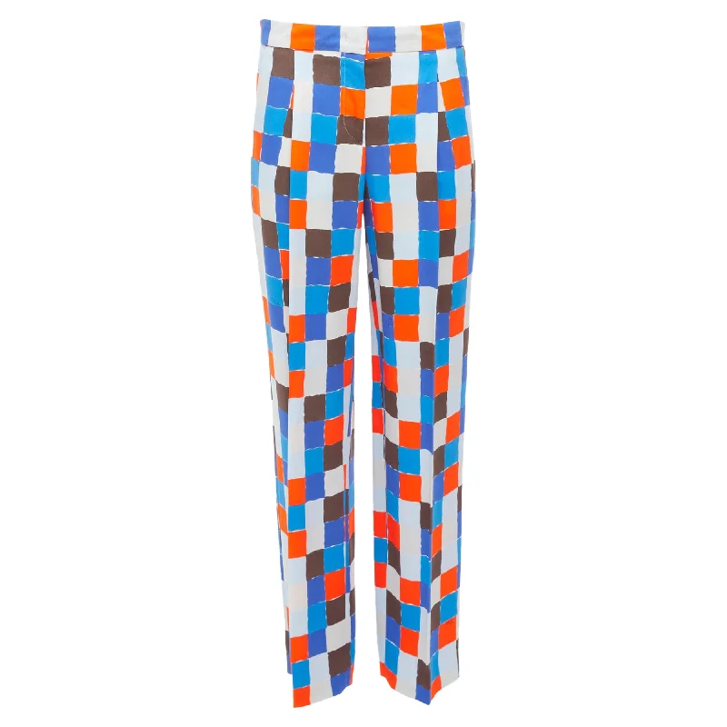 Emilio Pucci Watercolour Check Mid Waist Pants Women's Active Garments For Workouts