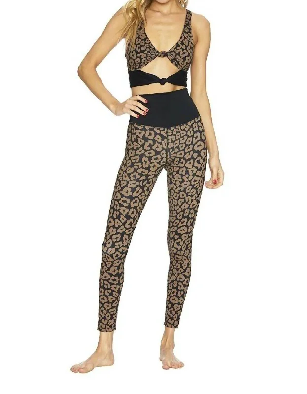 Reverse Leopard High Rise Yoga Athletic Leggings In Brown Women's Clothes For Work Events