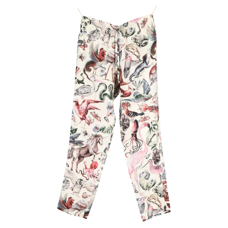 Valentino Garavani Safari Print Straight-Leg Pants in Multicolor Silk Women's Activewear Garments