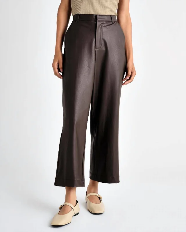 Vegan Leather Trouser In Chocolate Online Boutiques Clothing