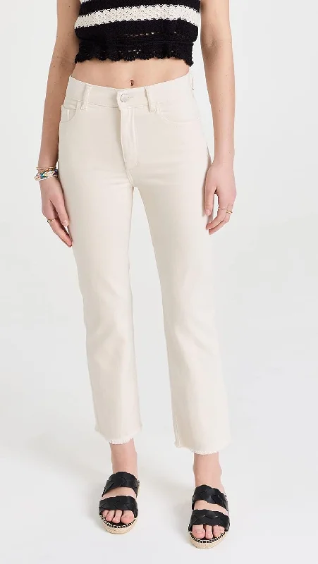 DL1961 Women Patti Straight High Rise Ankle Jeans Ecru Off White Pants Timeless Women's Clothes