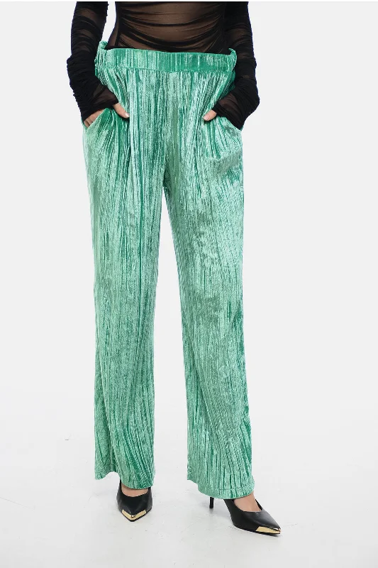 Sleep no More Curly Velvet Wide-Leg Pants Luxury Women's Clothing