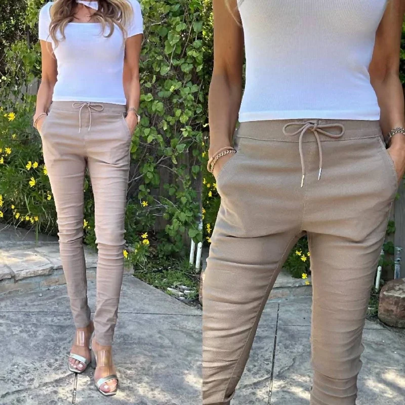 Shely Jogger In Bronze Herringbone Women's Trendy Casual Clothes