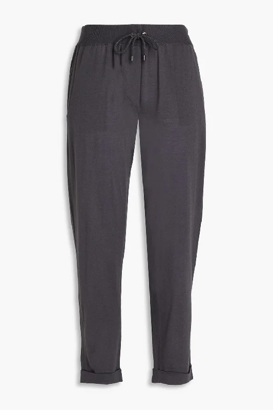 Brunello Cucinelli Cropped Wool Cashmere Women's Pants In Grey Etere Women's Outdoor Activity Garments