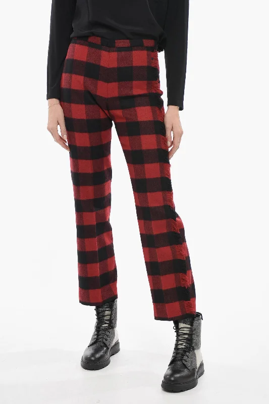 Woolrich Stretch Wool Pants with Check Pattern Women's Holiday Clothing