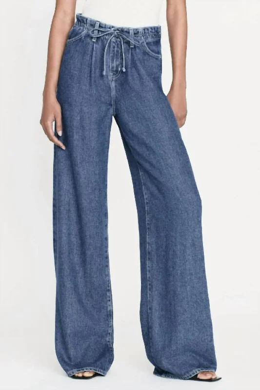 Drawstring Wide Leg Jean In Ghost Comfortable Casual Wear