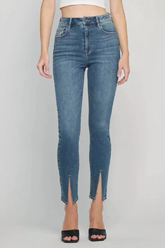 Hidden Taylor Split Hem Skinny Jeans In Medium Wash Sale On Clothing