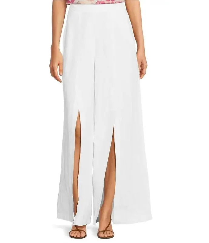 Slit Front Pants In White Trendy Women's Fashion