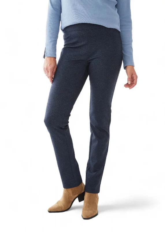 Herringbone Knit Slack Pants In Indigo Women's Chic Apparel