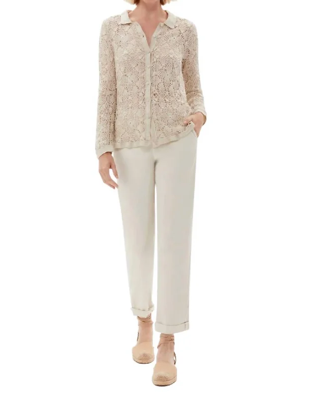 Mitchell Roll Cuff Chino Pant In Natural Versatile Women's Clothing for All Occasions