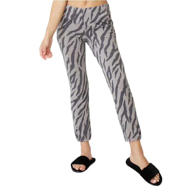 Zebra Jogger Sweatpants In Grey Combo Elegant Clothing For Women