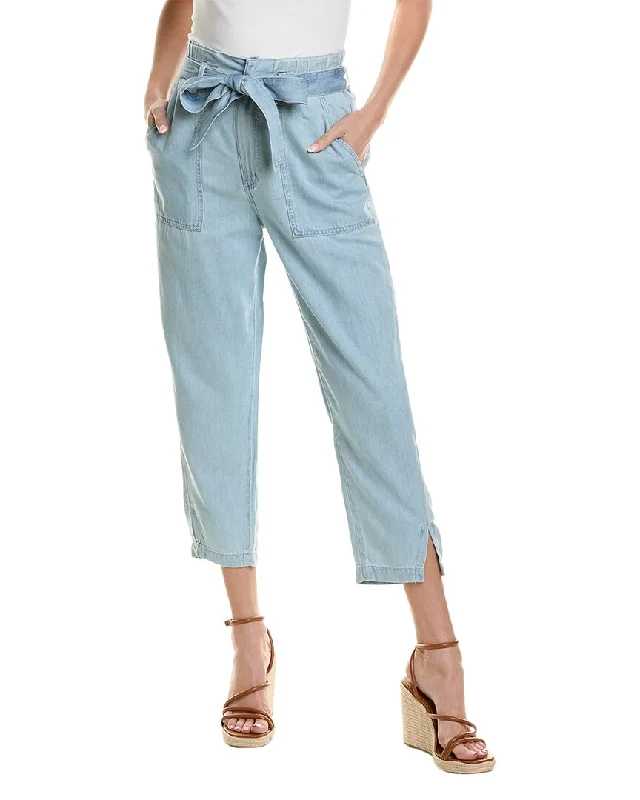 AG Jeans High-Rise Barrel Silk-Blend Paperbag Pant Women's Effortless Casual Outfit