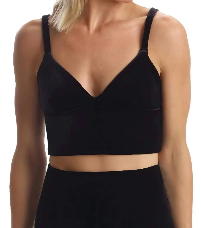 Velvet Longline Bralette In Black Sophisticated Women's Fashion