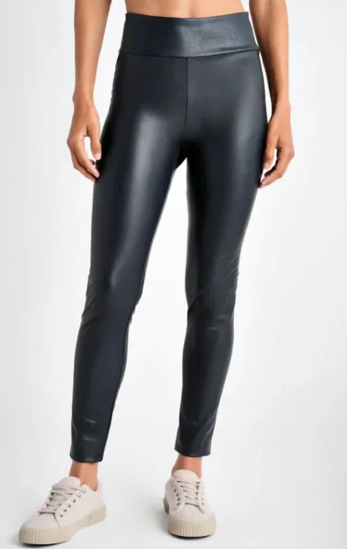 Vegan Leather Leggings In Navy Flash Sale Event