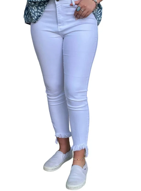 Crop Mid Rise Jeans In White Women's Seasonal Garments