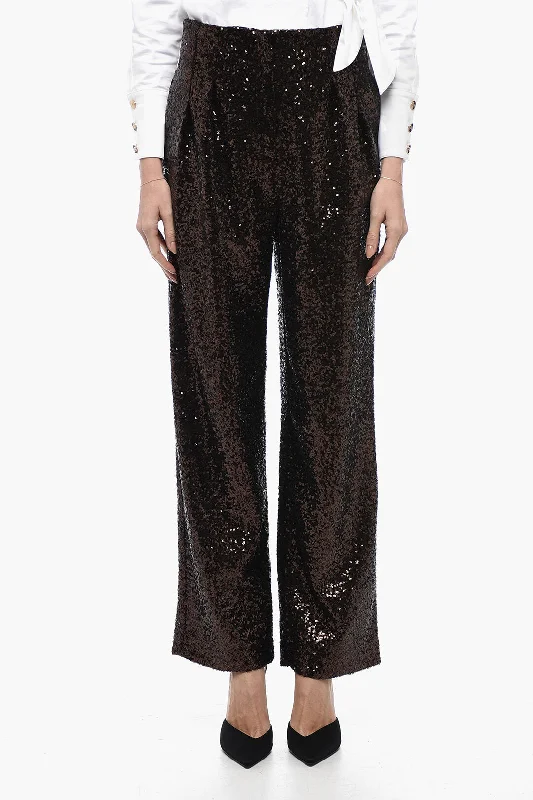 In The Mood For Love Sequined CLYDE Pants with Wide Leg Women's Clothing For Travel