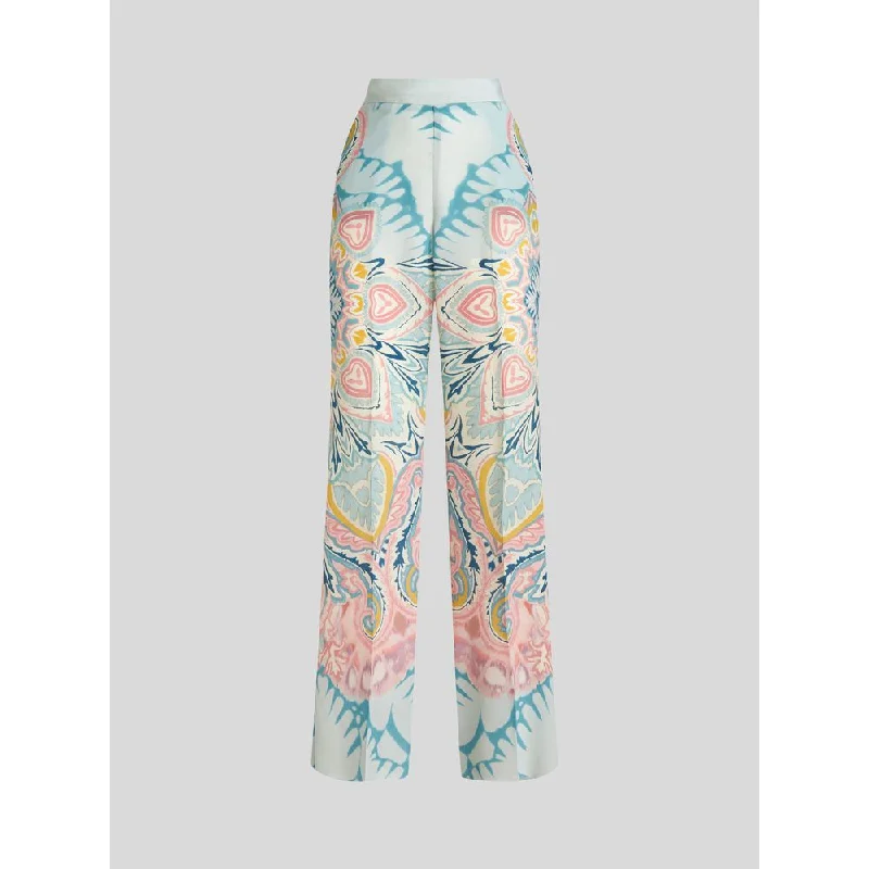 Printed Silk Palazzo Trousers Women's Clothes And Garments