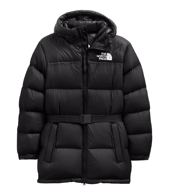 The North Face Nuptse Belted NF0A5GILJK3 Women's Black Mid Puffer Jacket DTF636 Women's Vintage-Inspired Clothing