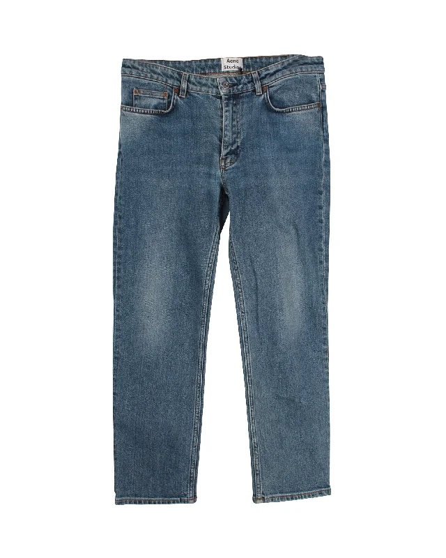 Acne Studios Row Straight Cut Jeans in Blue Cotton Denim Women's Transitional Garments