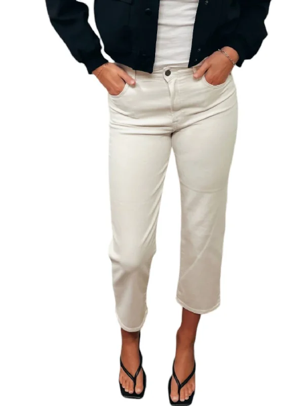 Tracey High Rise Cropped Straight Pants In Ivory Women Clothes