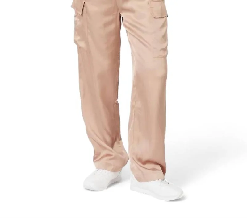 Cargo Sateen Trousers In Gold Women's Clothing With Trendy Designs