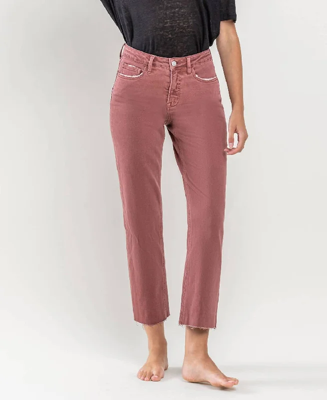 Tummy Control High Rise Crop Straight Jean In Wine Clothing Store