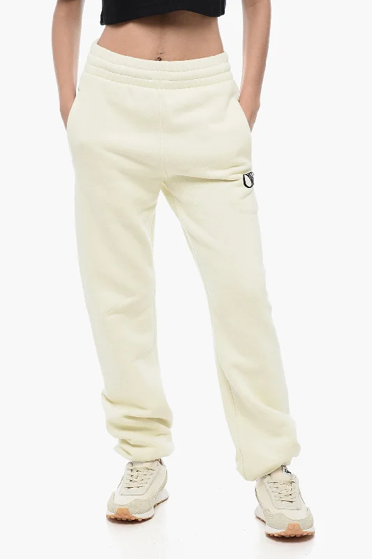 Off-White Embroidered Logo Brushed Cotton Joggers Sustainable Fashion 