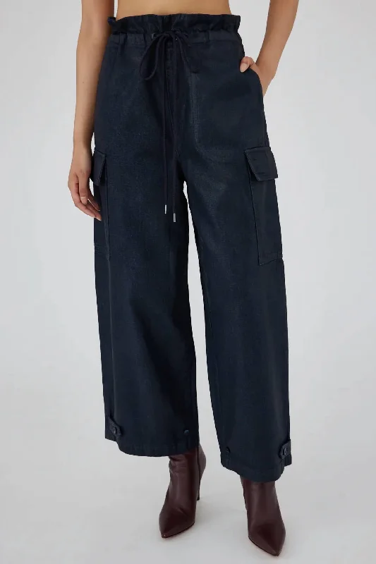 Adelaide Denim Cargo Pants In Dark Blue Affordable Trendy Clothes For Women