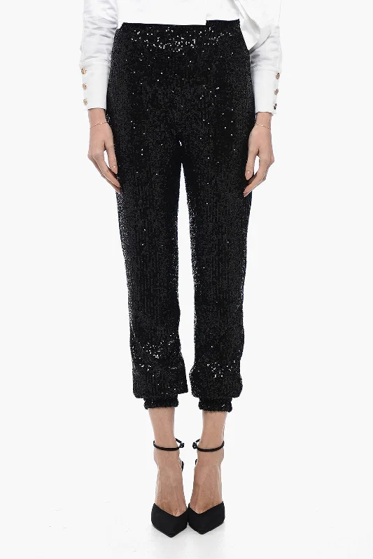 In The Mood For Love Sequined ASHA Pants with Ankle Cuffs Street Style Fashion