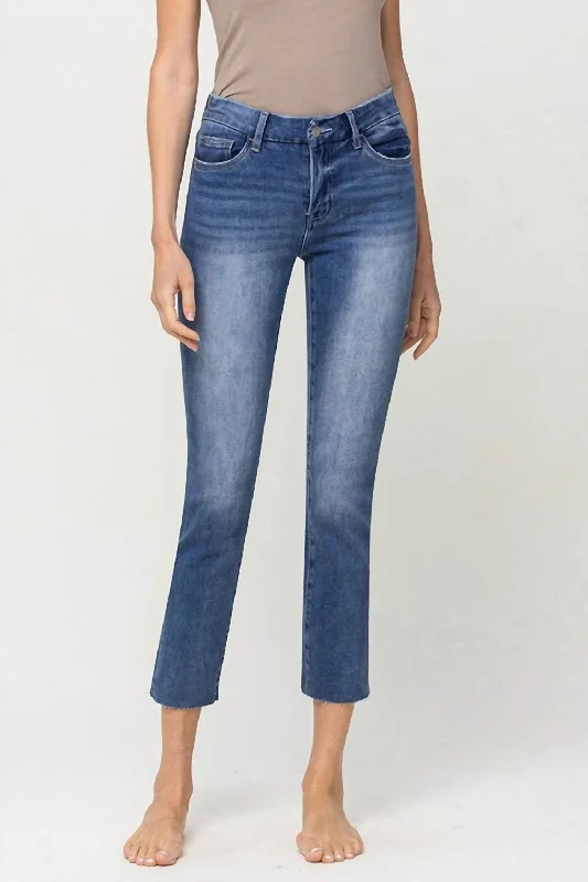 Mid-Rise Crop Slim Straight Denim Jean - Plus In Midnight Clothing Online