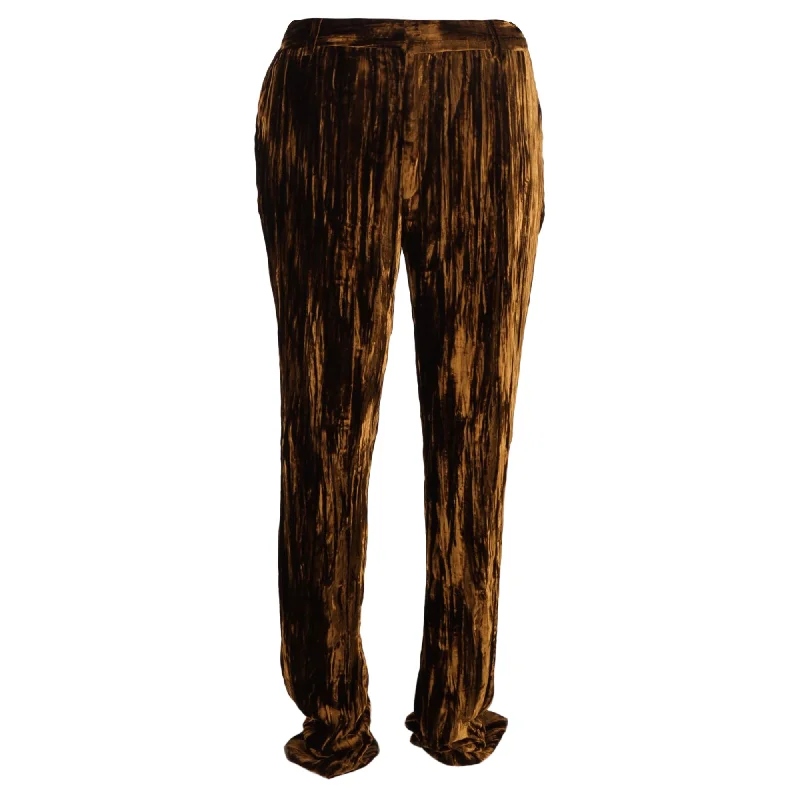 Saint Laurent Straight-Leg Tapered Pants in Brown Velvet Women's Comfortable Garments