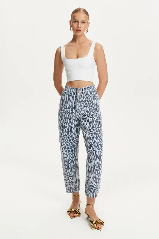 Printed Mom Jeans Women's Clothing Brands